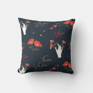 Coussin Mains et fleurs d'amour véritables
