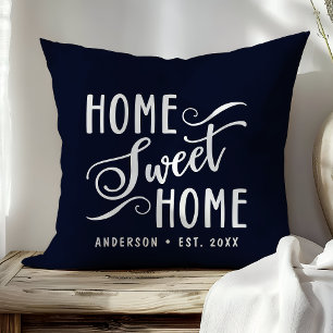 Coussin Maison bleu marine personnalisée Sweet Home