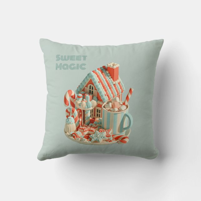 Coussin Maison de bonbons 3D Pastel Magie Sucrée (Verso)