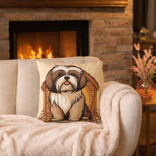 Coussin Maison de chien de dessin animé adorable Shih Tzu