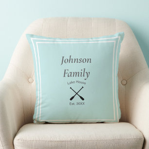 Coussin Maison de lac nom de famille personnalisé année de