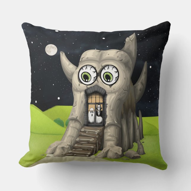Coussin Maison de Monstre Fantaisiste Décorative (Recto)