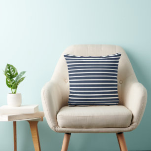 Coussin Maison de plage à rayures bleu marine blanc