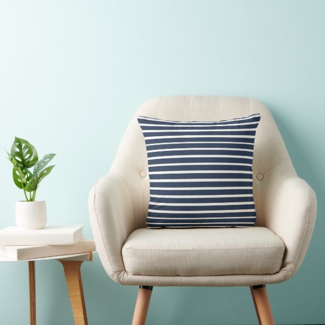 Coussin Maison de plage à rayures bleu marine blanc (Chaise)