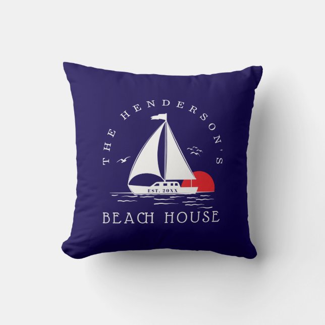 Coussin Maison de plage Bateau nautique Coucher de soleil  (Recto)