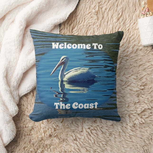 Coussin Maison de plage Bienvenue Pelican Wild Bird Accuei (Couverture)