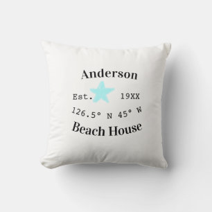 Coussin Maison de plage Date année coordonnées personnalis
