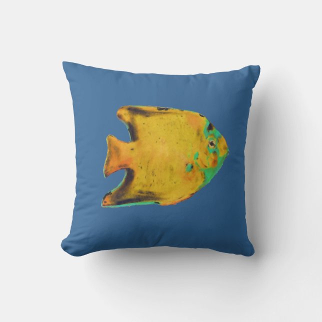 Coussin maison de plage de poisson jaune (Recto)