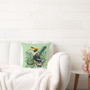 Coussin Maison de plage d'oiseaux tropicaux ou maison à th