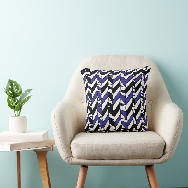 Coussin Maison de plage nautique bleu blanc prépa (Chaise)