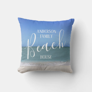 Coussin Maison de plage Nom de famille Belle photo de pl