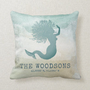 Coussin Maison de plage Nom de famille Coordonnée personna