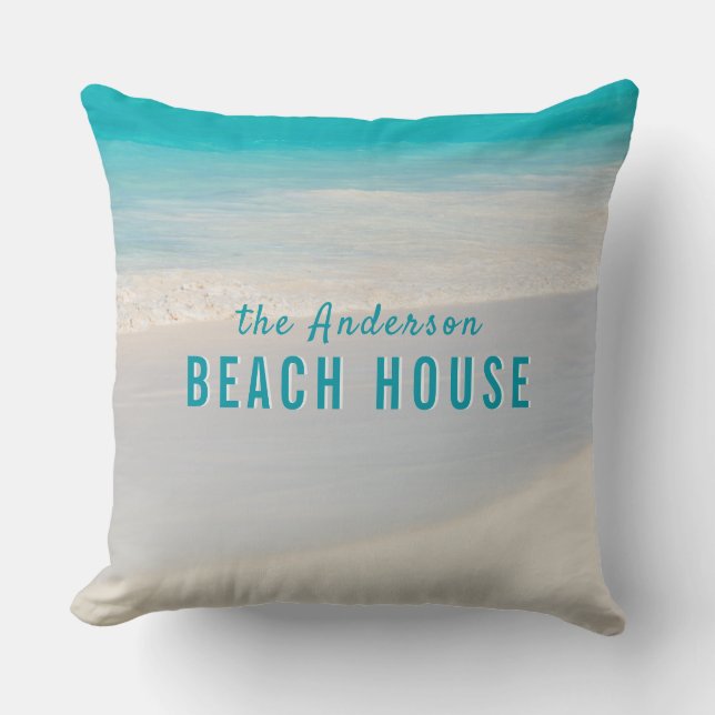 Coussin Maison de plage tropicale personnalisée (Recto)