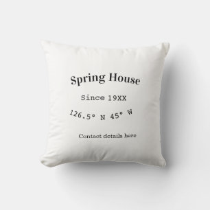 Coussin Maison de printemps etc. Date année coordonnées pe