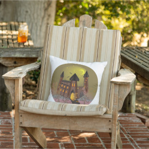 Coussin Maison de sorcière éffrayante Halloween et château