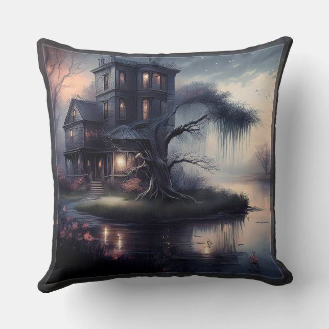 Coussin maison délabrée sur le Bayou (Verso)