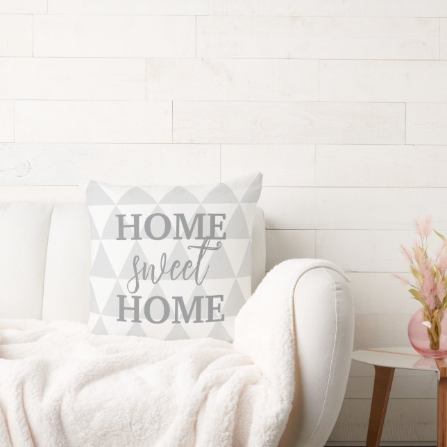 Coussin Maison Douce Maison Élégante Blanche et Grise (Canapé)