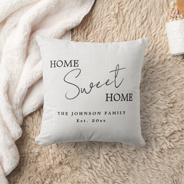 Coussin Maison Douce Maison Gris Clair Moderne Nom de Fami (Couverture)