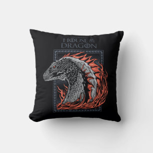 Coussin MAISON DU DRAGON   Profil de dragon en flammes