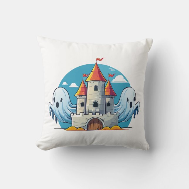 Coussin maison effrayante et fantôme (Recto)