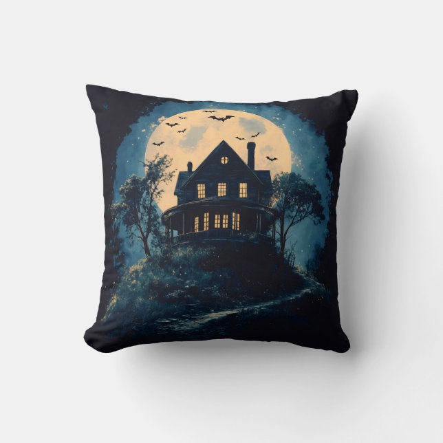 Coussin Maison effrayante sur une colline, concept d'Hallo (Recto)