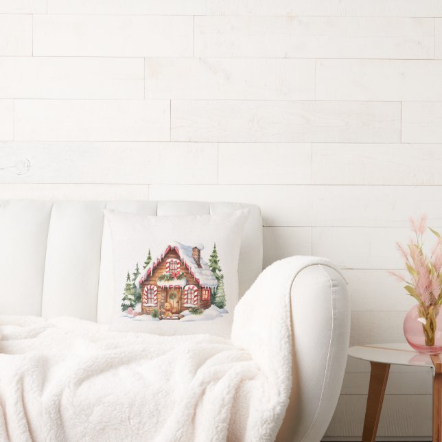 Coussin Maison en pain d'épice de Noël dans des flocons de (Canapé)