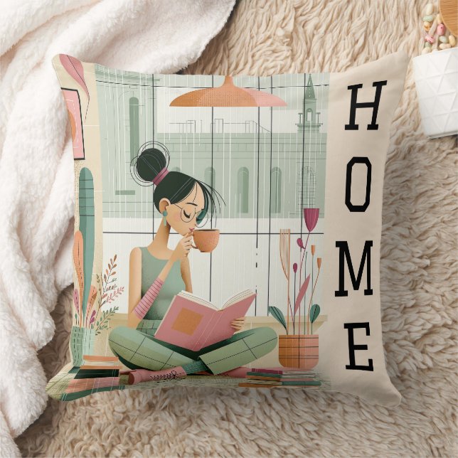 Coussin Maison Fille Cozy Lecture Livre Moderne Milieu de  (Couverture)