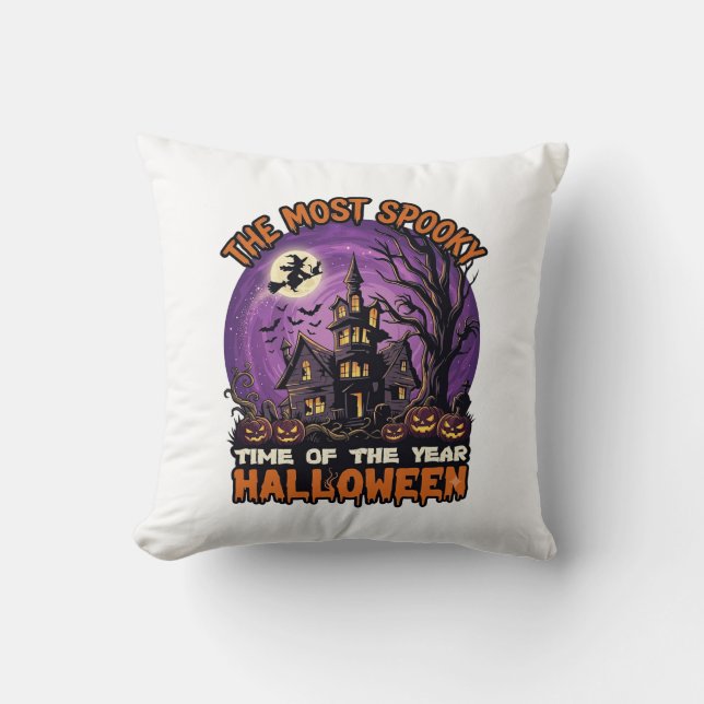 Coussin Maison hantée de Halloween la plus effrayante Sorc (Recto)