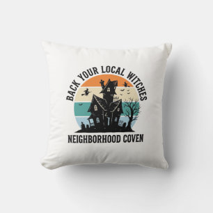 Coussin Maison Hantée de la Sorcière Locale Rétro Art