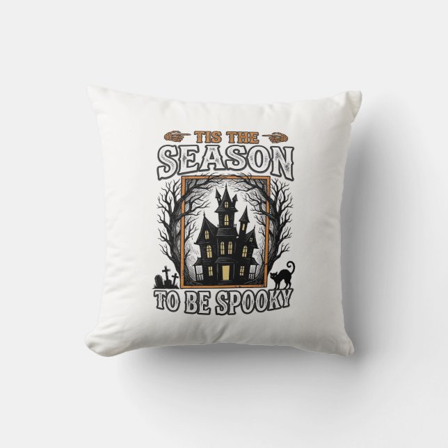 Coussin Maison hantée de saison effrayante vintage Hallowe (Recto)