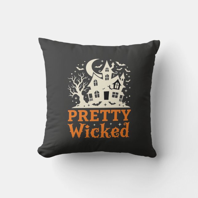 Coussin Maison hantée d'Halloween assez méchante_1 (Recto)