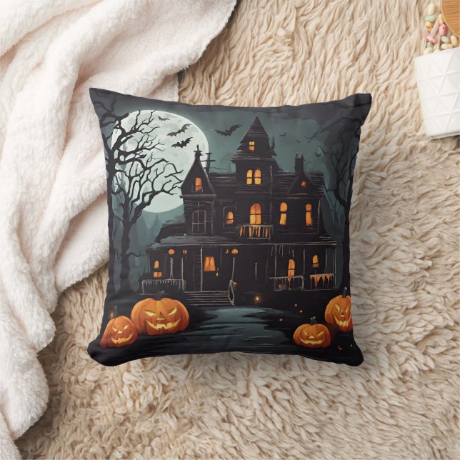 Coussin Maison hantée d'Halloween effrayante (Couverture)