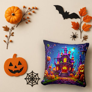 Coussin Maison Hantée Fantaisiste Art Halloween