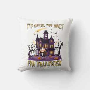 Coussin Maison Hantée Halloween Cimetière Squelette