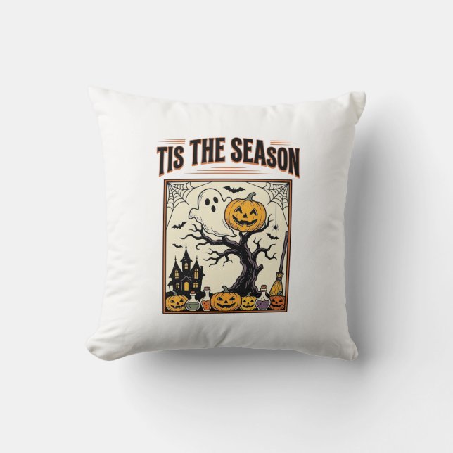 Coussin Maison Hantée Halloween Fantôme C'est La Saison_1 (Recto)