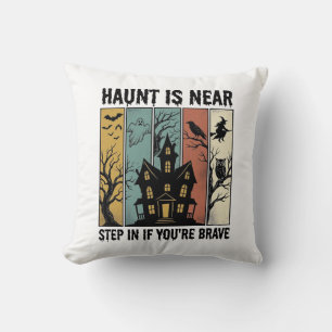 Coussin Maison Hantée Halloween Gravure Vintage Épouvantab