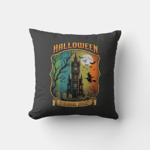 Coussin Maison Hantée Halloween Horreur Sorcière Pleine Lu