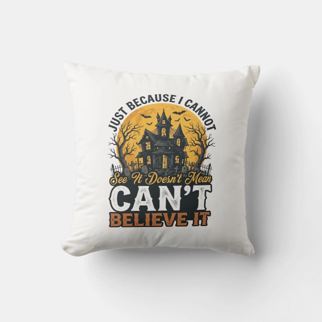Coussin Maison Hantée Halloween Incroyable Vintage (Recto)