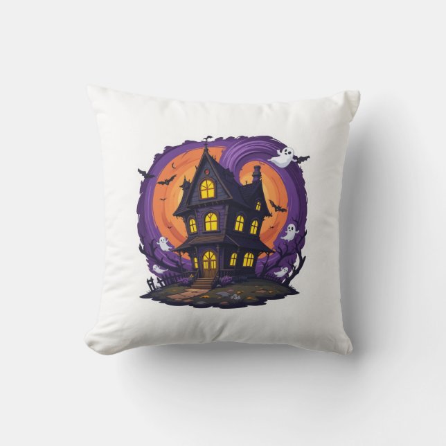 Coussin Maison hantée Halloween Mansion Éffrayante gothiqu (Recto)