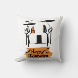 Coussin Maison hantée Halloween mignonne Doodle T-Shirt