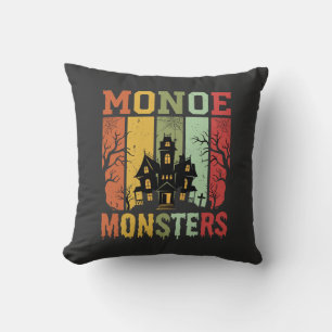 Coussin Maison Hantée Halloween Monstres Rétro