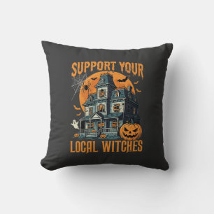 Coussin Maison Hantée Halloween Soutenez Vos Sorcières Loc