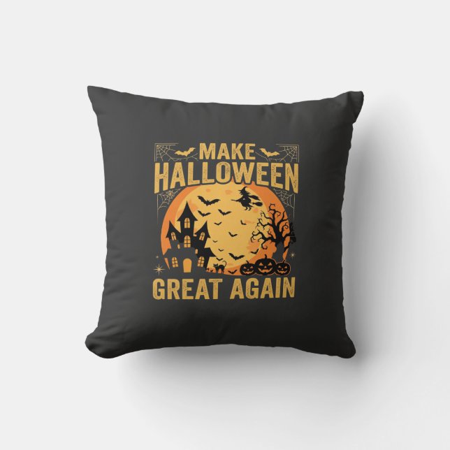Coussin Maison Hantée Halloween Super Encore Citrouille (Recto)