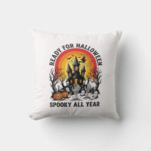 Coussin Maison Hantée Halloween Vintage Chemise Prête à Fa