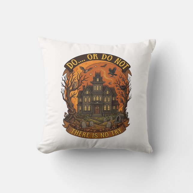 Coussin Maison Hantée Ne Pas Essayer Halloween (Recto)