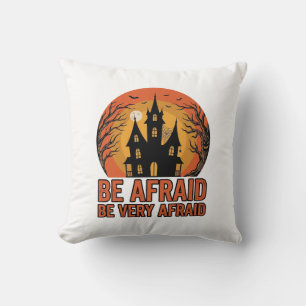 Coussin Maison hantée Sois effrayé Design Halloween vintag