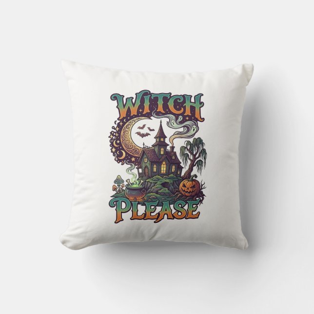 Coussin Maison Hantée Sorcière S'il Vous Plaît Chaudron Cr (Recto)