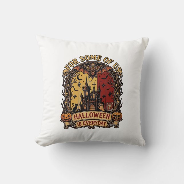 Coussin Maison Hantée Tous Les Jours D'Halloween Chauves-S (Recto)