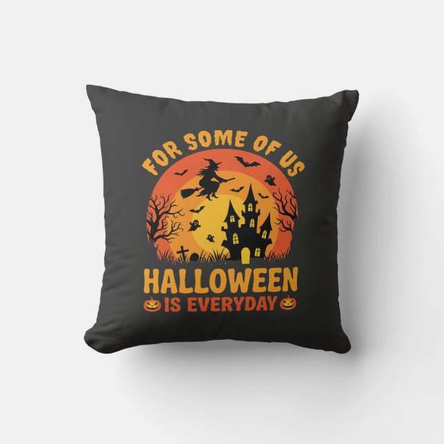 Coussin Maison Hantée Tous Les Jours Sorcière Halloween (Recto)