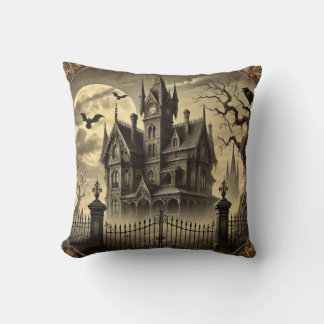 Coussin Maison Hantée Victorienne Vintage Halloween 